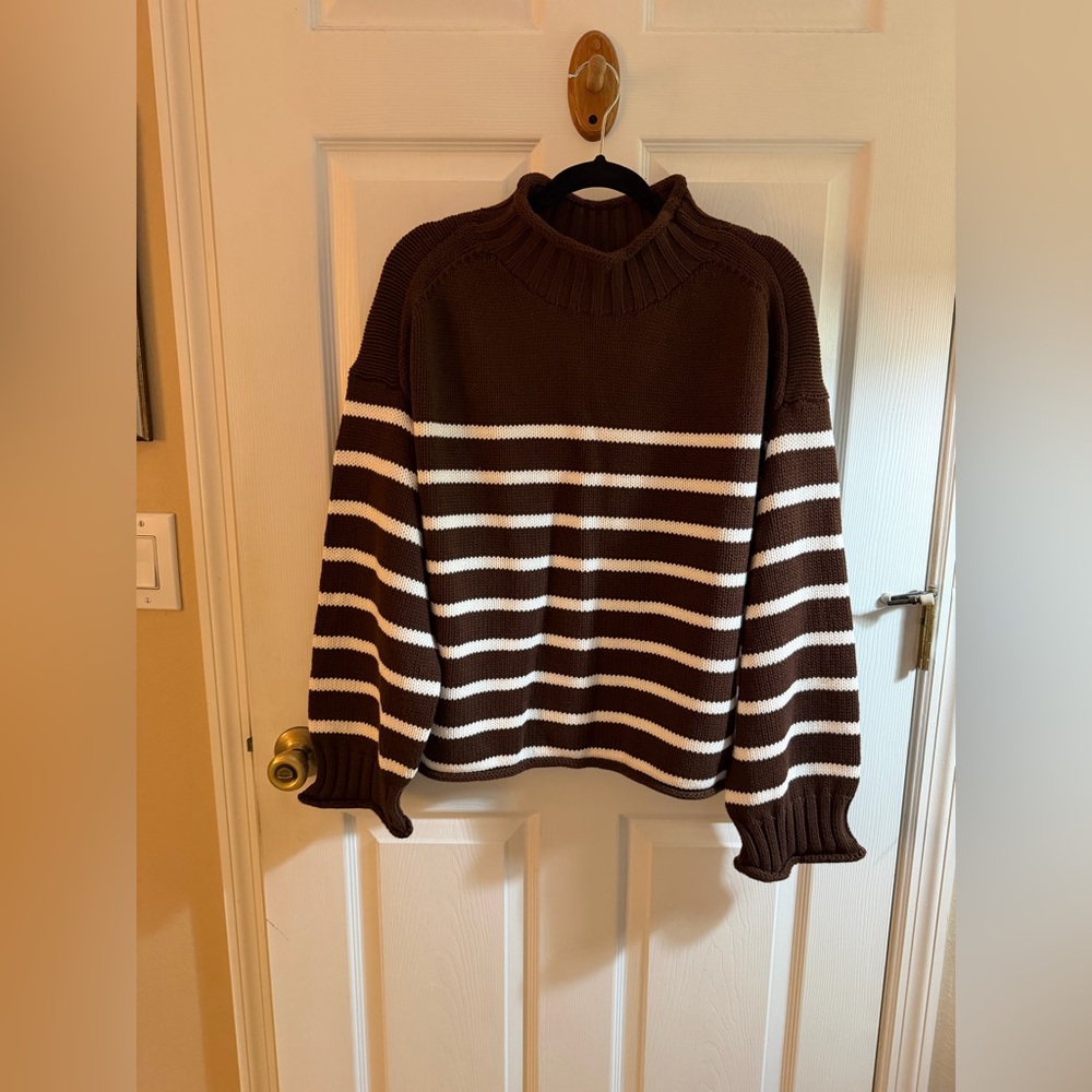 NWT J.Crew 2025 Rollneck Sweater Brown & Ivory - Picture 11 of 12